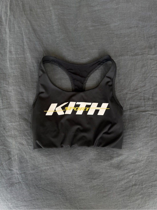 Kith Tops - Kith Black Racerback Sports Bra with White Logo